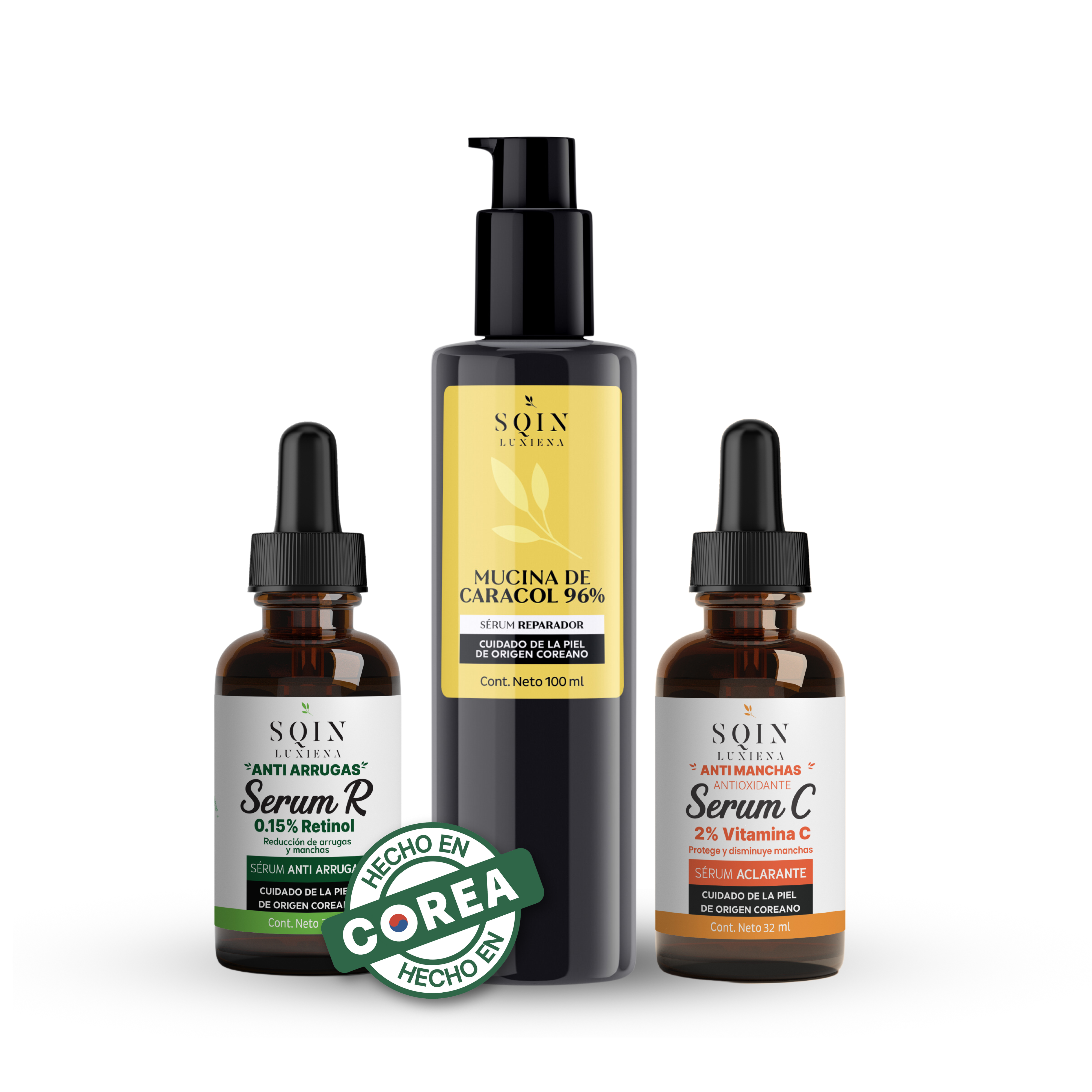 Kit Facial 3 Serums Vitamina C, Retinol y Baba de Caracol